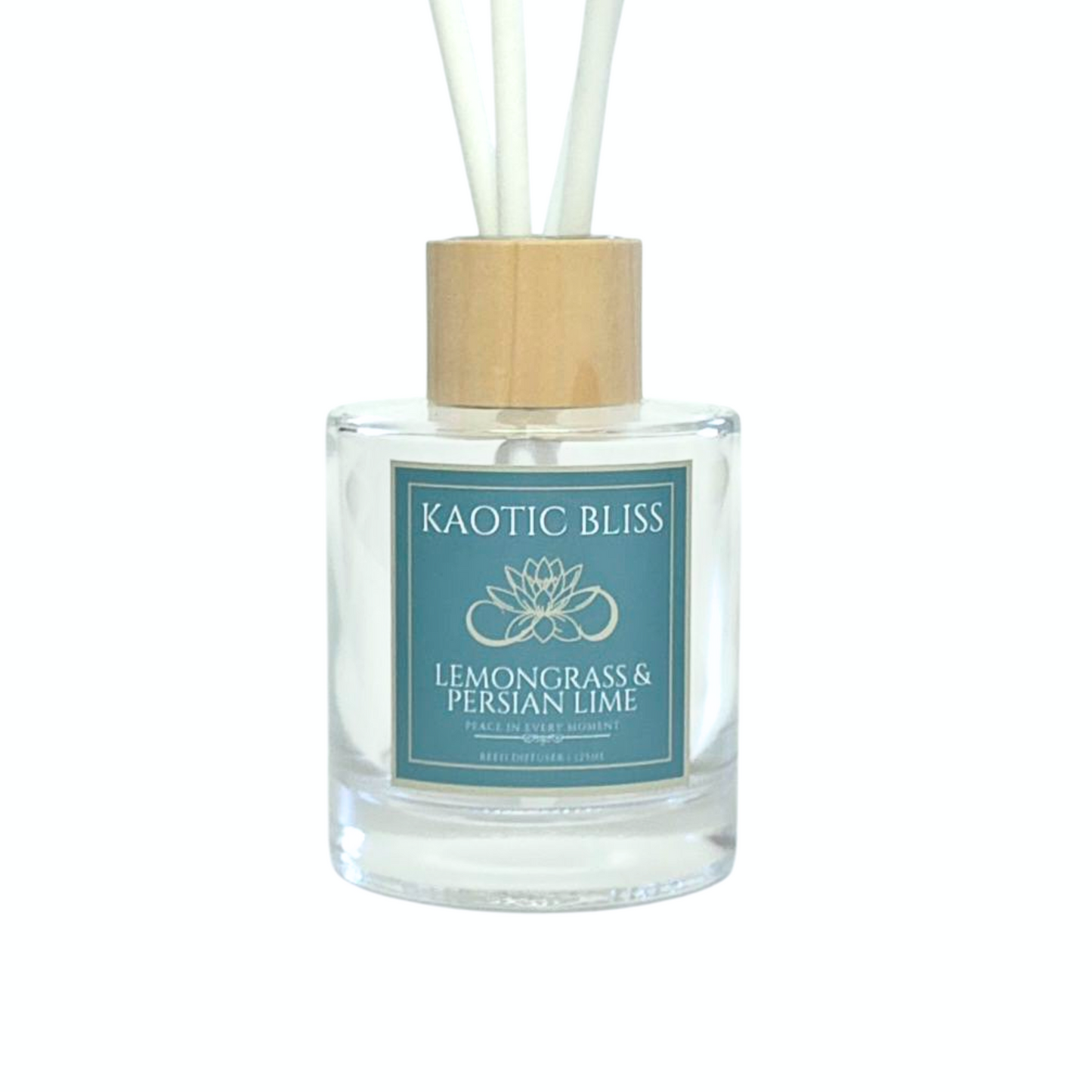 Diffuser bottle with cap and label on a white background